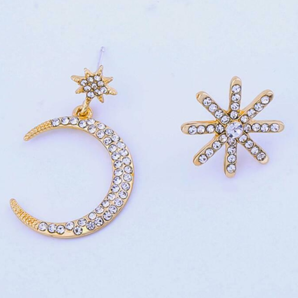 Star & Moon Earrings Rhinestone Earring Nwt